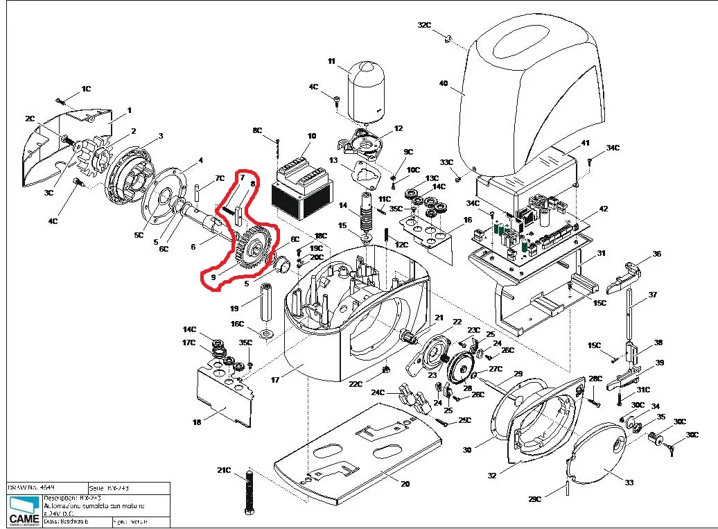 Corona (pignone) motoriduttore CAME BX-243 — codice 119RIBX052
